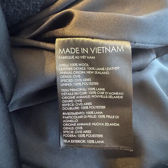 Club Monaco Halli Belted Wool & Leather Asymmetrical Coat Black Small C3931 - Picture 12 of 13